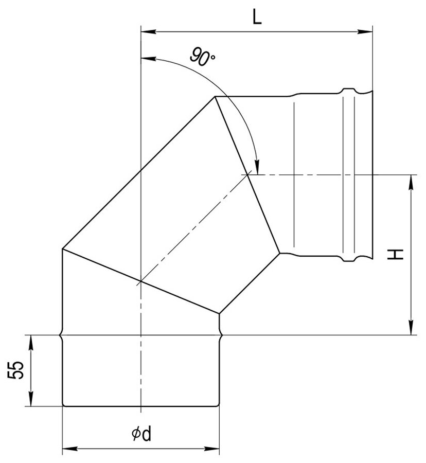 Колено угол 90 Ferrum (430 0,5 мм) Ф130 - фотография № 6