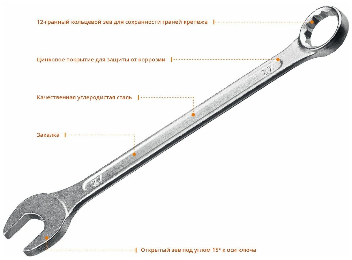 Комбинированный гаечный ключ СИБИН 27 мм (27089-27)