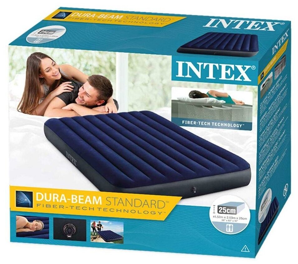 Кровать надувная INTEX 64759 DURA-BEAM CLASSIC DOWNY, 152x203x25 см - фотография № 8