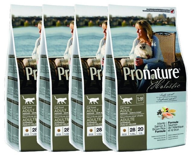 Pronature Holistic Корм д/кошек, д/кожи и шерсти, лосось с рисом 2,72 кг х 4 шт.