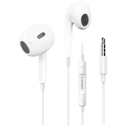 Наушники внутриканальные Earldom ET-E60 микрофон кнопка ответа регулятор громкости кабель Jack 35mm 11м цвет белый 33300₽