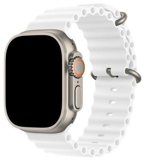 Ремешок Ocean Band для Apple Watch ULTRA 49mm, Series 1-8, SE, 42/44/45/49mm, Белый (white), рифленый