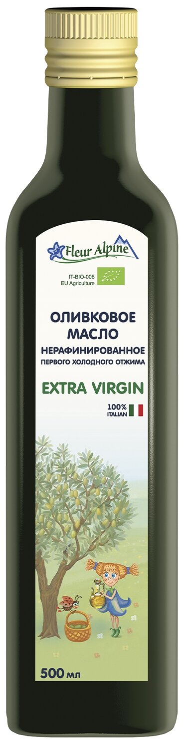 Оливковое масло Fleur Alpine первого холодного отжима Extra Virgin, для всей семьи, 500 мл