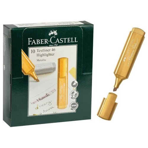 Маркер текстовыделитель 5.0 Faber-Castell TL 46 Metallic, мерцающий золотой, 1-5 мм 154650 7527449