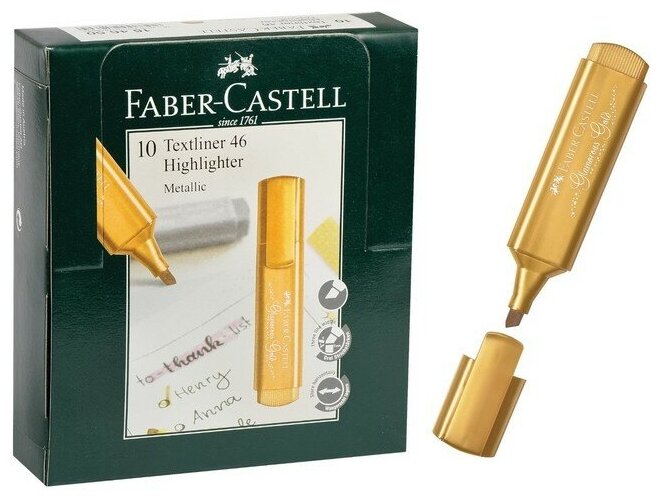 Маркер текстовыделитель 5.0 Faber-Castell TL 46 Metallic, мерцающий золотой, 1-5 мм 154650 7527449