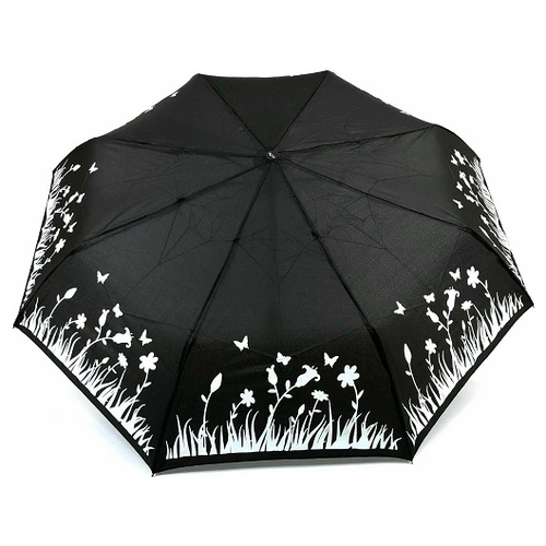 фото Смарт-зонт galaxy of umbrellas, автомат, 3 сложения, купол 96 см., 8 спиц, для женщин, черный, белый