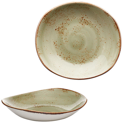 фото Тарелка глубокая крафт грин фарфор; 0,8л; h55,l255,b240мм; зелен. steelite