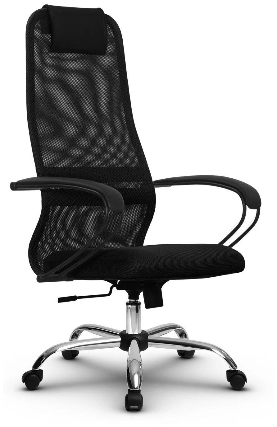 Кресло Метта BP-8, черный, хром (SU-B-8/подл.130/осн.003)