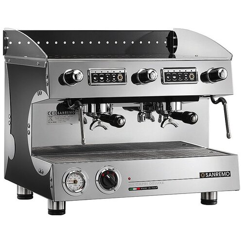 Кофемашина рожковая профессиональная полуавтомат для дома и кофейни Sanremo CAPRI SAP DLX 1, 2 группы, черная