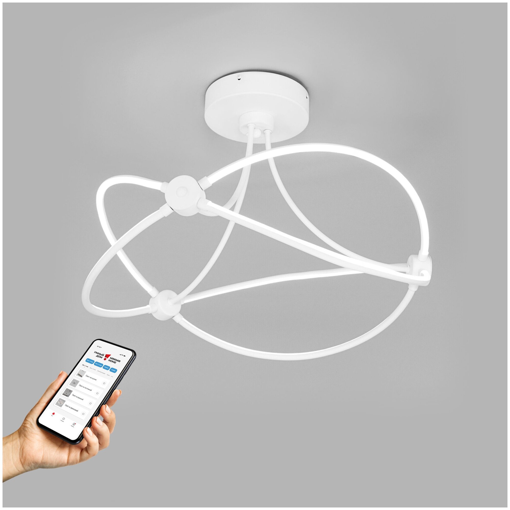 Умная люстра / Потолочный светодиодный светильник с управлением по Wi-Fi Eurosvet Petto 90246/6 белый Smart Умный дом