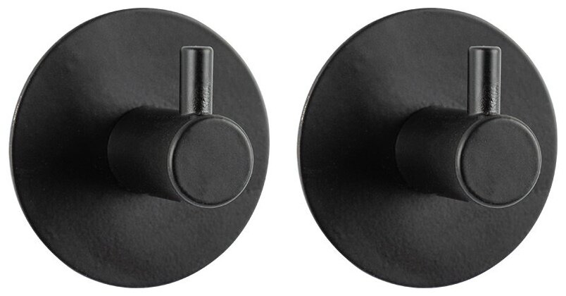 Набор крючков из 2 штук для ванной комнаты на самоклеящейся основе Цвет: черный