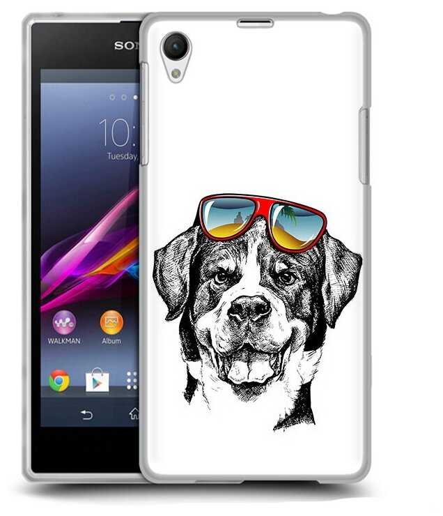Чехол задняя-панель-накладка-бампер MyPads счастливая собака для Sony Xperia Z1 противоударный