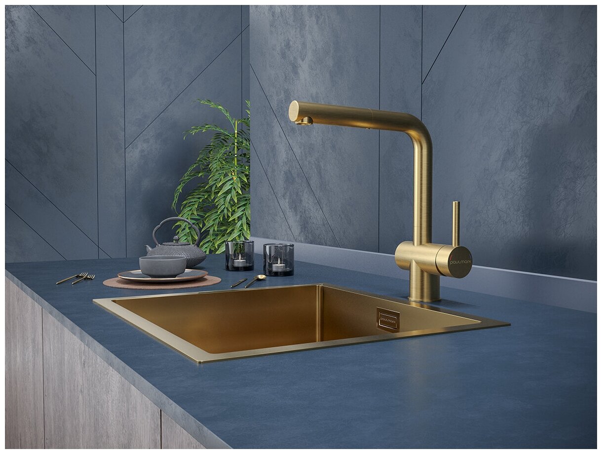 Смеситель Paulmark DOSSE Do214418-BG брашированное золото стандартный — фото 1