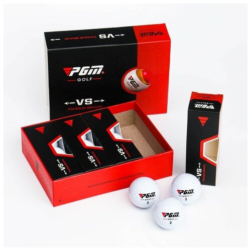 Мячи для гольфа PGM VS, трехкомпонентные, d 4.3 см, набор 12 шт