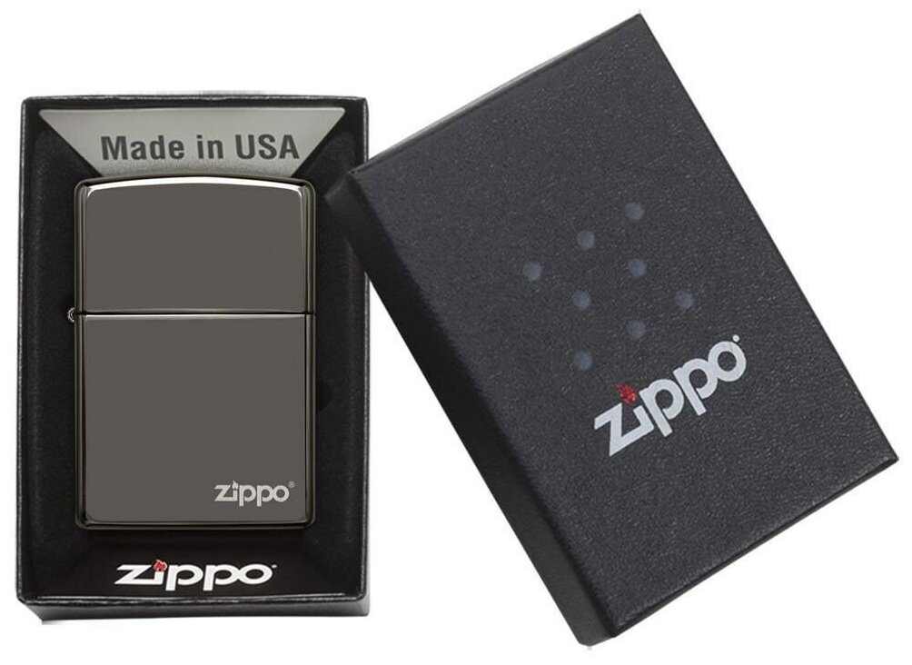 Зажигалка ZIPPO Classic с покрытием Black Ice®, латунь/сталь, чёрная, глянцевая, 38x13x57 мм - фотография № 2