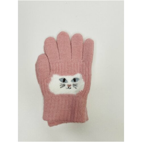 фото Перчатки детские на девочку, с котиком "эйфель" размер: s, цвет: светло-розовый нет бренда