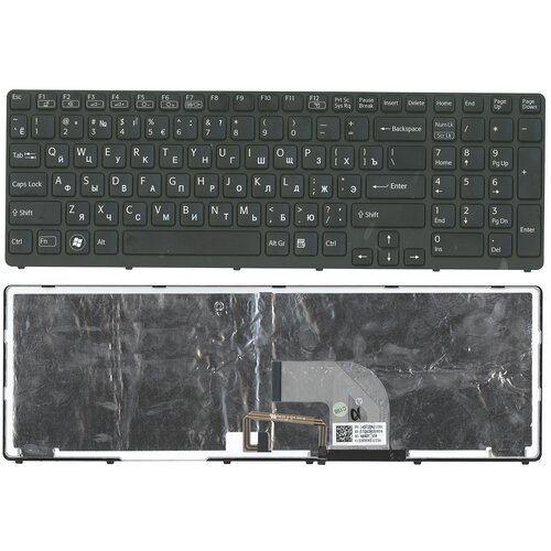 Клавиатура для ноутбука Sony Vaio SVE1713ECXB черная с подсветкой с черной рамкой 135000₽