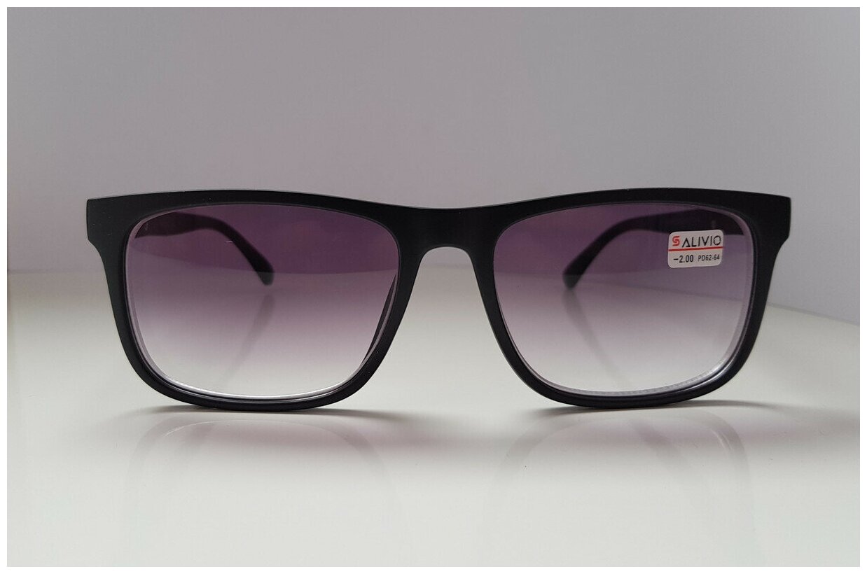 Готовые очки для зрения с диоптриями, корригирующие (солнцезащитные, тонированные) мужские/женские РЦ 62-64 черные, SALIVIO, диоптрии-3.5