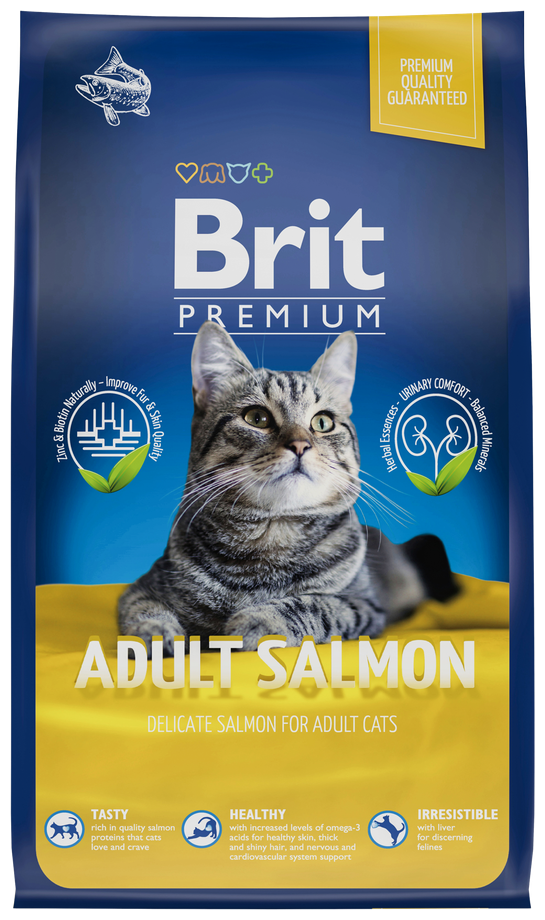 Сухой корм премиум класса Brit Premium Cat Adult Salmon с лососем для взрослых кошек. 0,8 кг - фотография № 8