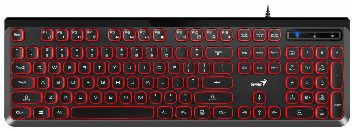 Клавиатура проводная Genius SlimStar 260 красно-черный