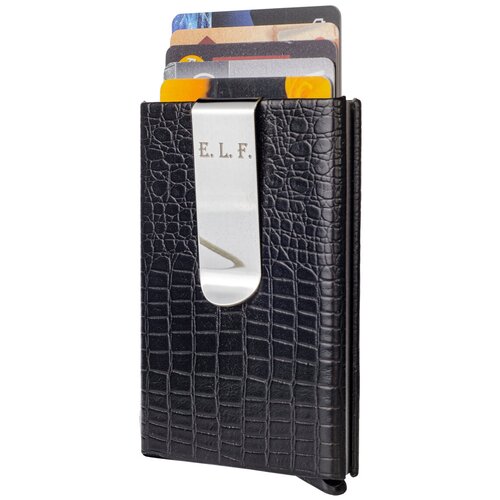 Картхолдер кредитница ELF Leather c RFID защитой. Визитница для кредитных карт с металлическим зажимом для купюр.