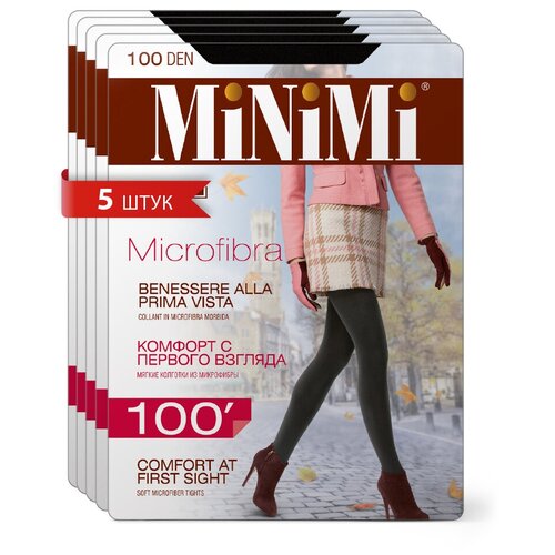 Колготки MiNiMi Microfibra, 100 den, 5 шт., размер 3/M, черный