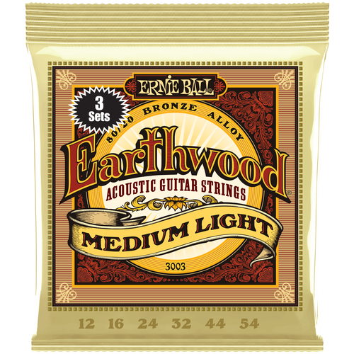 ERNIE BALL 3003 Earthwood 80/20 Bronze Medium Light 12-54 Струны для акустической гитары ernie ball 3003 earthwood 80 20 bronze medium light 12 54 струны для акустической гитары