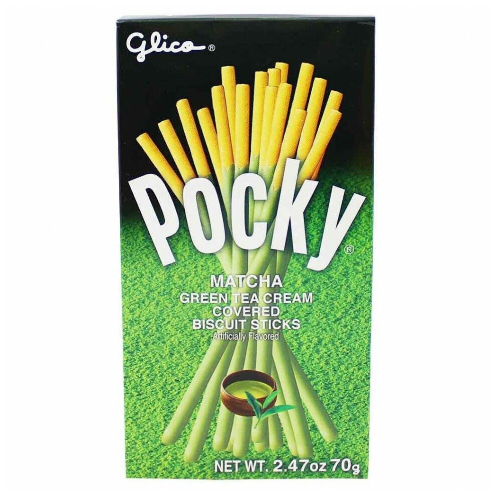 Шоколадные палочки Pocky Matcha Green Tea & Покки Зеленый чай 33 г. (Тайланд) - фотография № 1