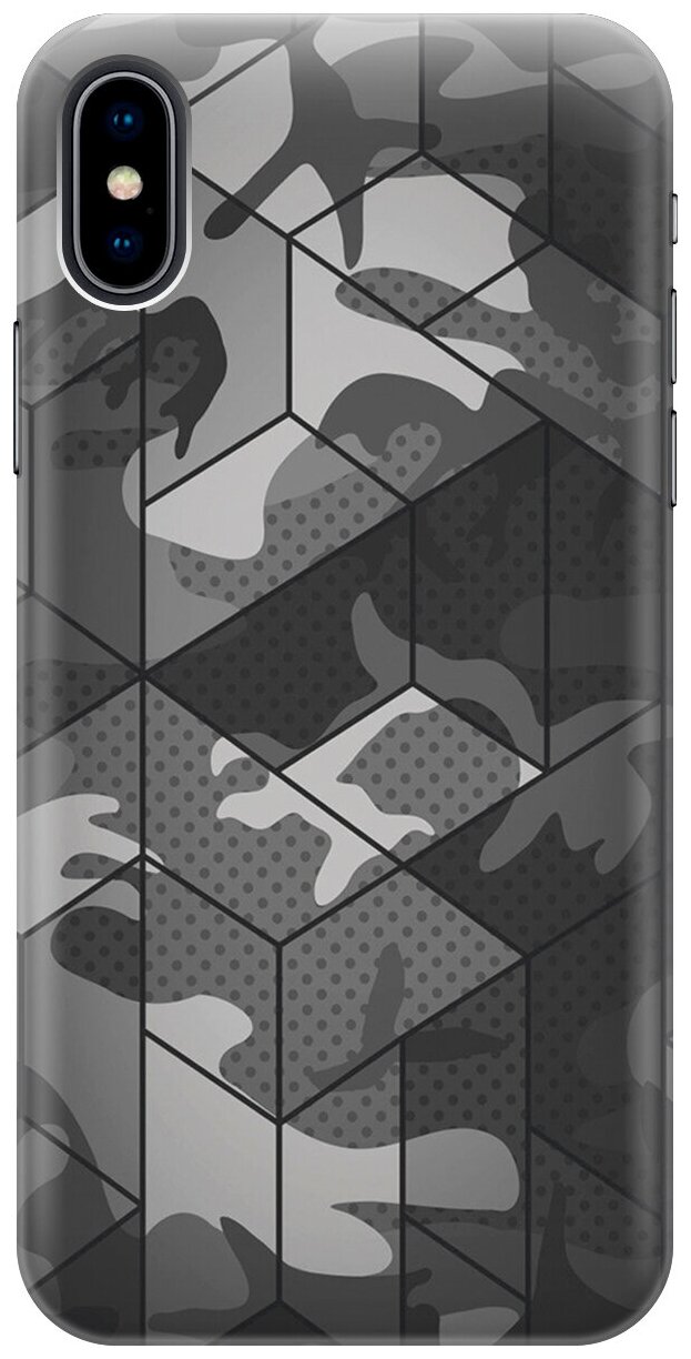 Силиконовый чехол на Apple iPhone Xs / X / Эпл Айфон Икс / Икс Эс с рисунком "Камуфляжная геометрия"