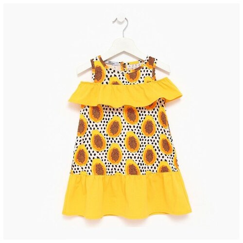 Платье для девочки, цвет светло-бежевый/жёлтый, рост 122 см футболка для девочки рост 122 см цвет светло жёлтый