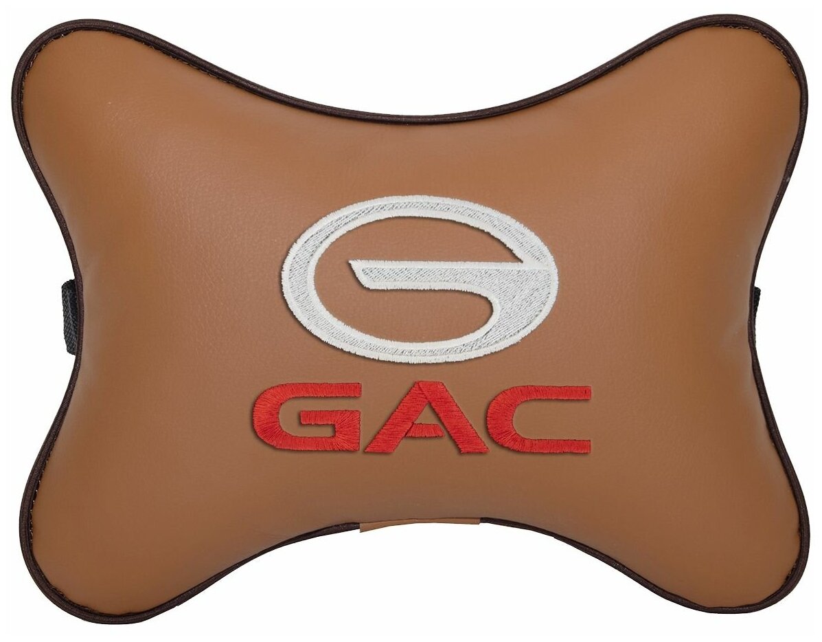 Автомобильная подушка на подголовник экокожа Fox с логотипом автомобиля GAC