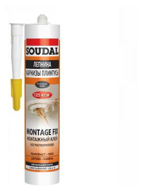 Montage Fix 50A 120066 Клей монтажный акриловый (быстрое схватывание, 280 мл) Упаковка (12 шт.) Soudal - фото №4