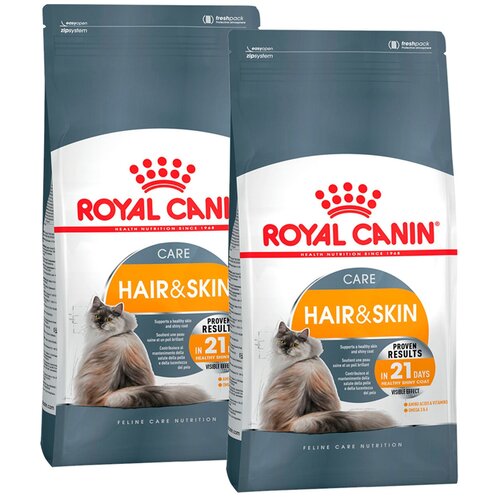 Сухой корм для кошек Royal Canin Hair&Skin Care от 1 до 12 лет 2 шт. х 400 г (кусочки в соусе)