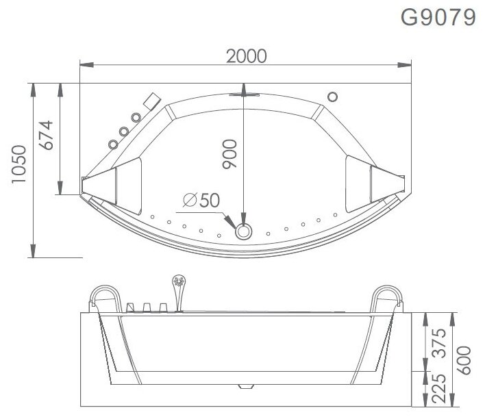 Акриловая ванна Gemy G9079