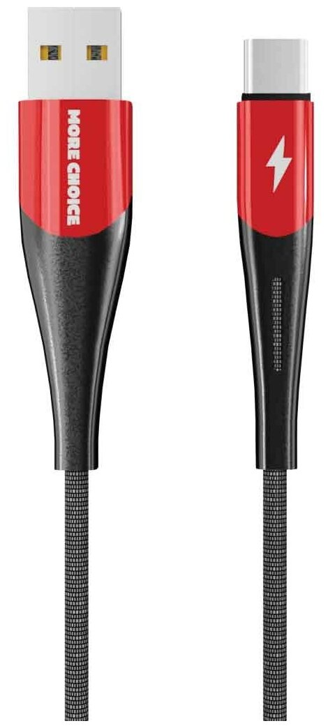 фото Дата-кабель Smart USB 3.0A для Type-C More choice K41Sa New нейлон 1м Red Black