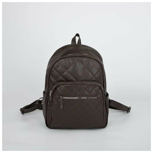 фото Рюкзак, отдел на молнии, 2 наружных кармана, цвет тёмно-коричневый noname