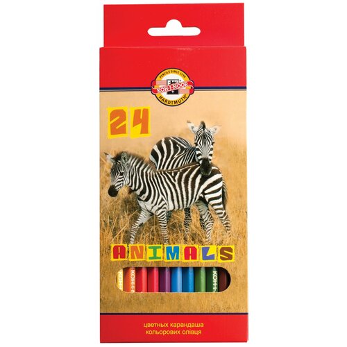 3554 - 24 Карандаши 24 цвета Koh-I-Noor Животные карандаши 24 цвета koh i noor 3554 животные европодвес