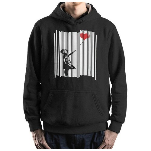 фото Толстовка / худи dream shirts девочка с воздушным шаром - бэнкси мужской черный 52 размер