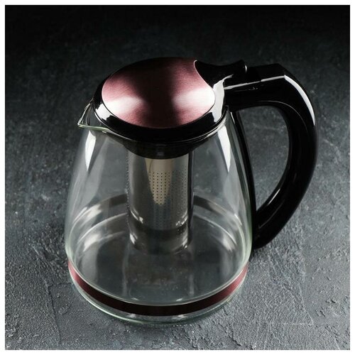 Чайник стеклянный заварочный «Глянец», с металлическим ситом, 2 л, цвета розовый
