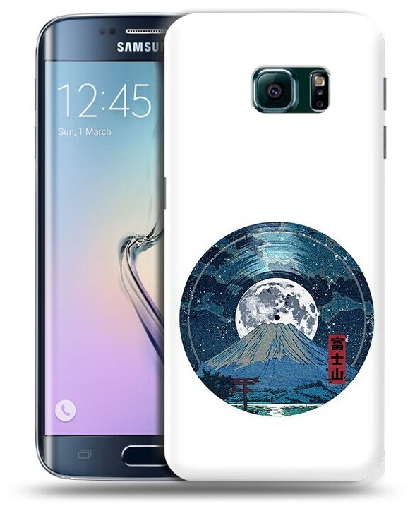 Чехол задняя-панель-накладка-бампер MyPads нарисованная виниловая гора с луной для Samsung Galaxy S6 Edge противоударный