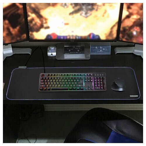 Коврик для мыши и клавиатуры игровой с подсветкой (RGB) SONNEN "CHAMELEON" 800x300х4 мм, 1 шт