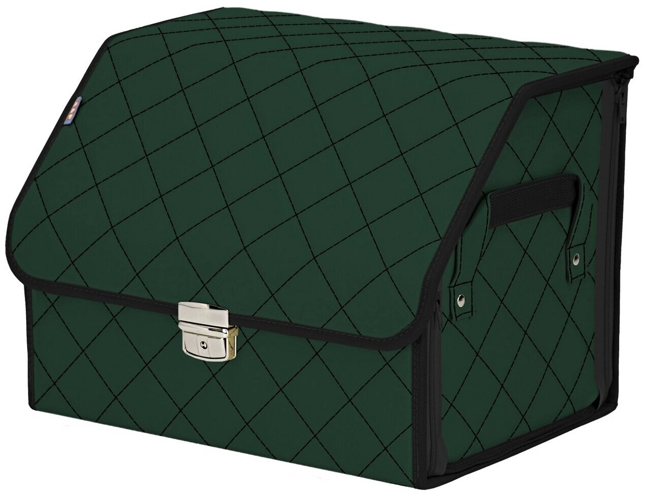 Органайзер-саквояж в багажник "Союз Премиум" (размер M). Цвет: зеленый с черной прострочкой Ромб.