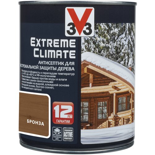 V33 антисептик для экстремальной защиты дерева Extreme Climate, 0.9 л, серебро