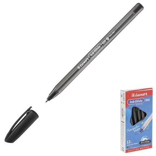 Ручка шариковая Luxor InkGlide 100 Icy, узел 0.7 мм, трехгранная, черная, цвет корпуса микс
