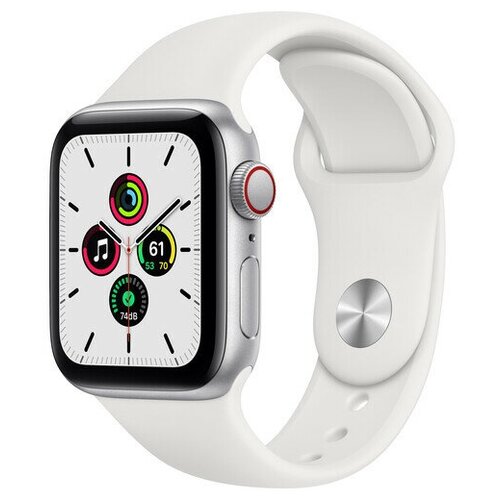 Умные часы Apple Watch SE GPS Cellular 40мм Aluminum Case with Sport Band Цвет СеребристыйБелый MYE82 3323000₽