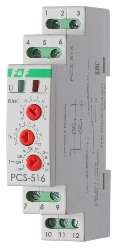   PCS-516 8 230 1 . IP20 . : START/RESET   DIN- ( -1) F&F EA02.001.013