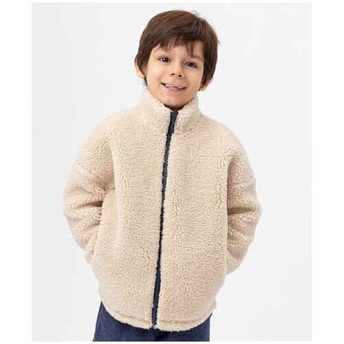 фото Толстовка на молнии с высоким воротником бежевая button blue, размер 104, модель 222bbbmc16023900