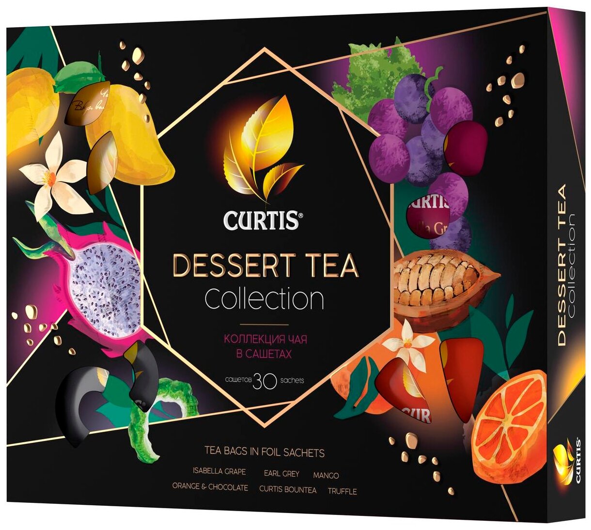 Подарочный набор чая Curtis "Dessert Tea Collection", 6 вкусов, 30 пакетиков, 58,5г223222 - фотография № 1