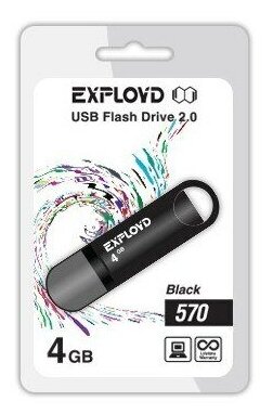 Флешка EXPLOYD 4GB-570 4 Гб, черный