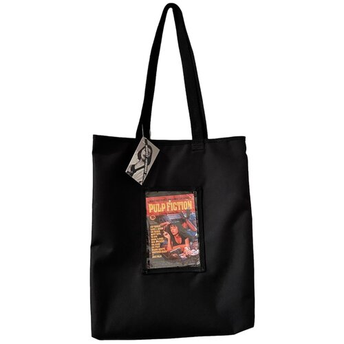 Шоппер с вертикальным карманом и открыткой «Криминальное чтиво»